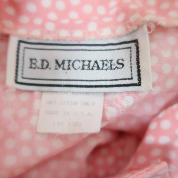 Vintage 80s E.D. Michaels light pink and white polka dot midi dress 4 - Picture 5 of 6